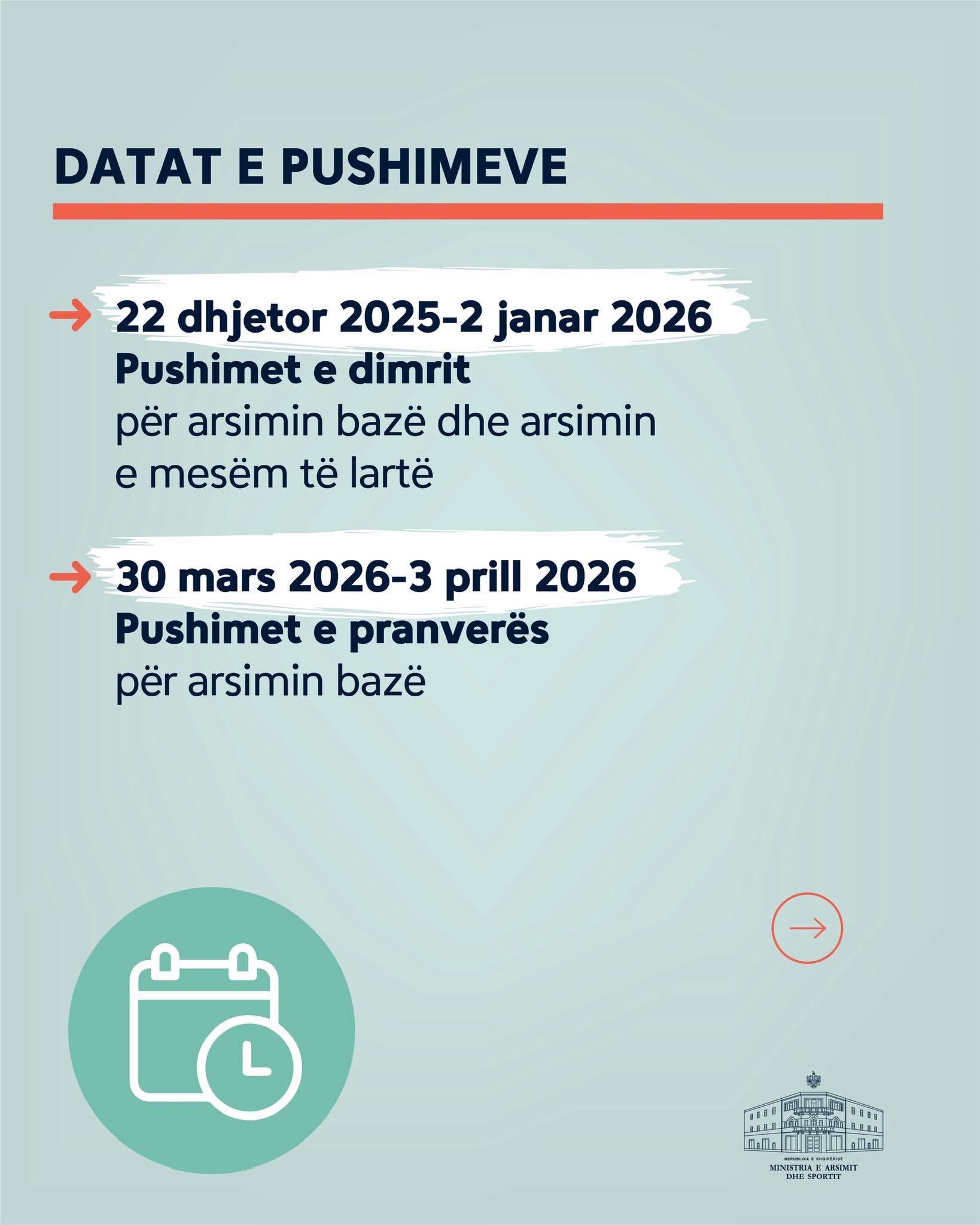 Pushimet dimërore - datat zyrtare sipas Ministrisë të Arsimit 2 535565026 1317572959738362 1483048694465203220 n