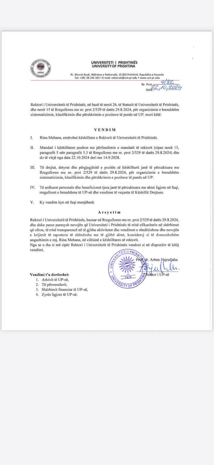 UP-ja paguan jashtëligjshëm dy këshilltarë të rektorit 4 1