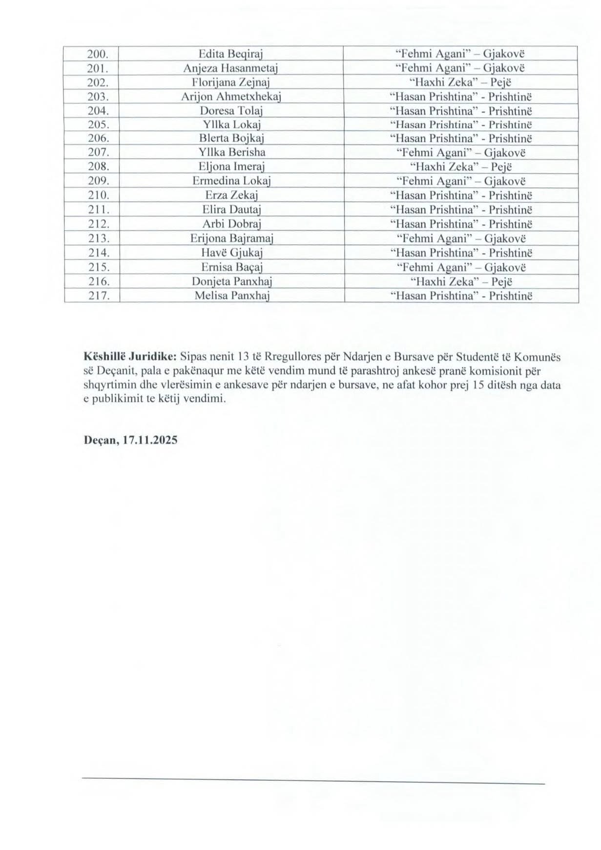 Komuna e Deçanit ndan 217 bursa për studentët meritorë, vlera 400 euro 12 6 1