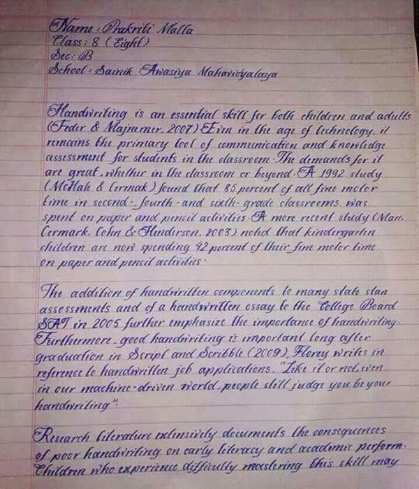 Shkrimi më i bukur në botë konsiderohet i nxënëses nga Nepali - ka marrë disa çmime 3 3613 2 92b441aecba860b56a253e29eb170881