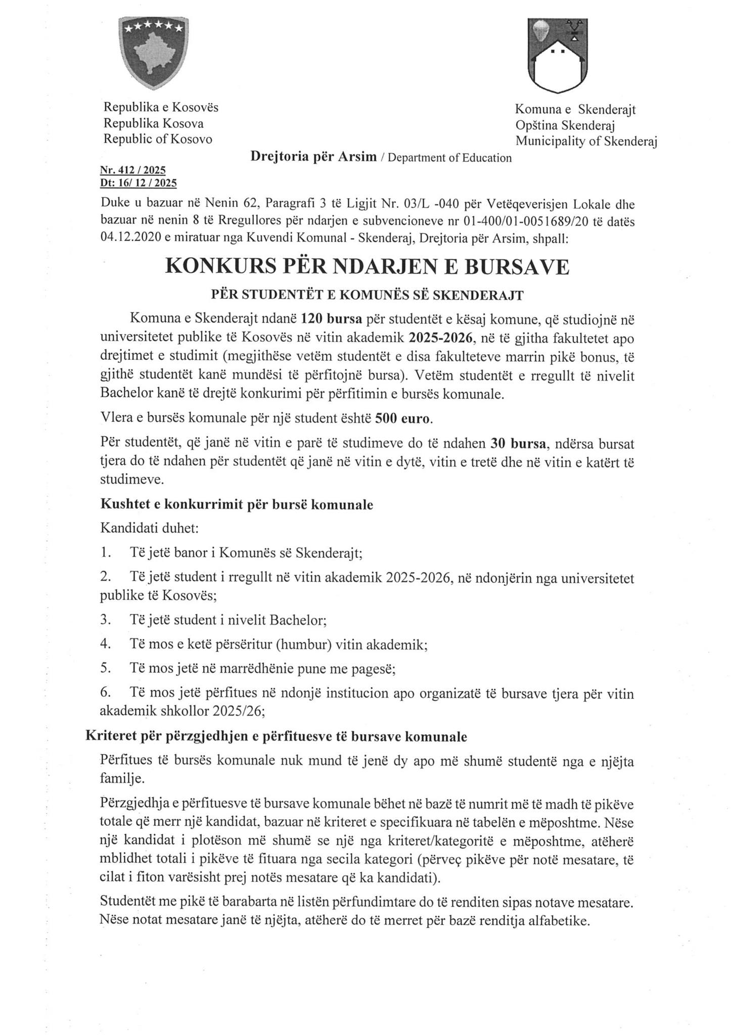 Komuna e Skenderajt hap konkurs për ndarjen e 120 bursave për studentë 4 600320447 1286416776847036 8118848642665470681 n