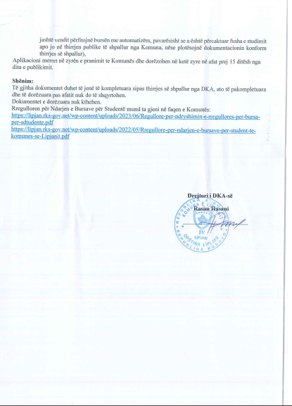 Komuna e Lipjanit ka shpall konkurs për ndarjen e 400 bursave në vlerë 500 euro 6 33