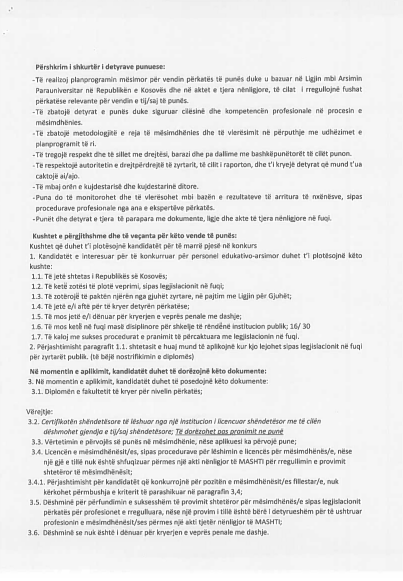 Komuna e Gjilanit shpall konkurs për 7 mësimdhënës/e 5 konk2