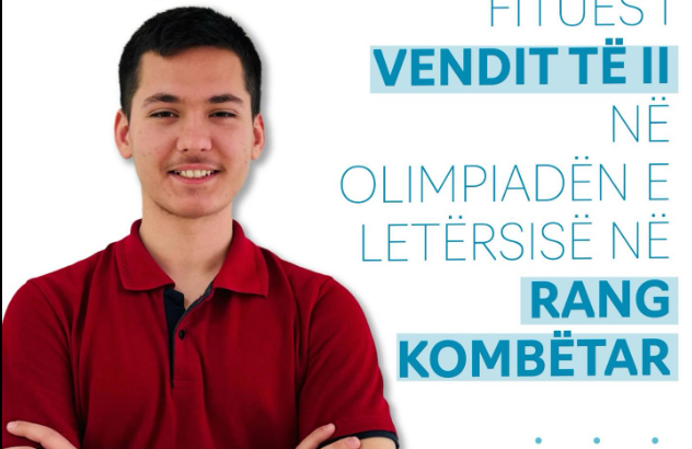 Nxënësi Flori Alliu fiton vendin e dytë në Olimpiadën e Letërsisë në nivel vendi