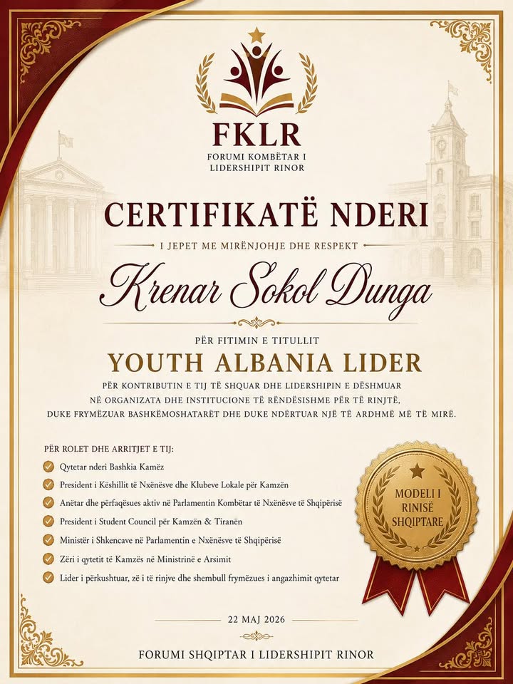 Krenar Dunga vlerësohet me titullin “Youth Albania Lider” 3 702239873 1758766835172401 2585639070203845077 n